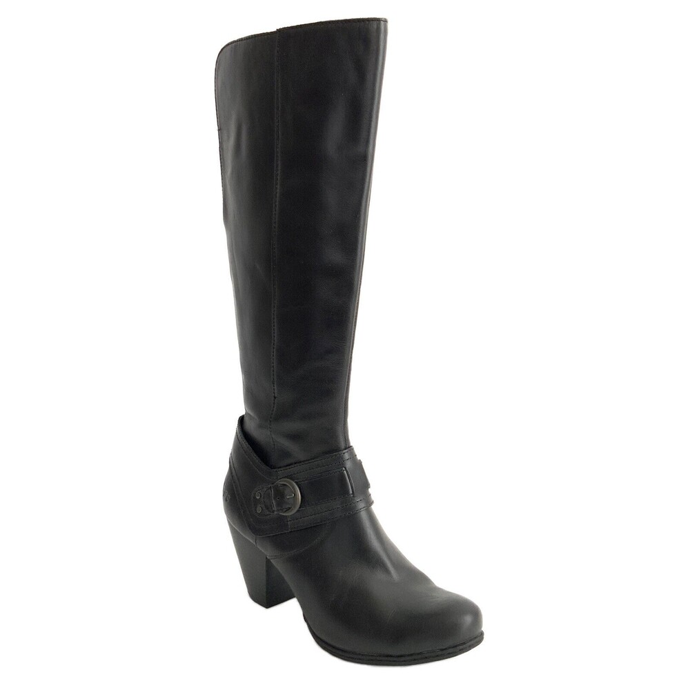 BOC by Born Tall Leather Harness Buckle Zip Up Boots Black 7.5